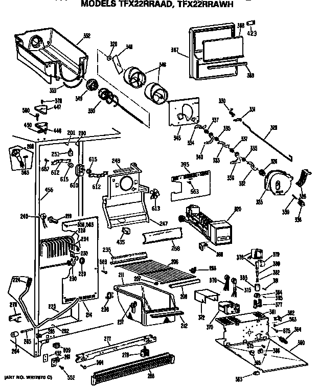 GE TFX22RRAAD freezer section diagram