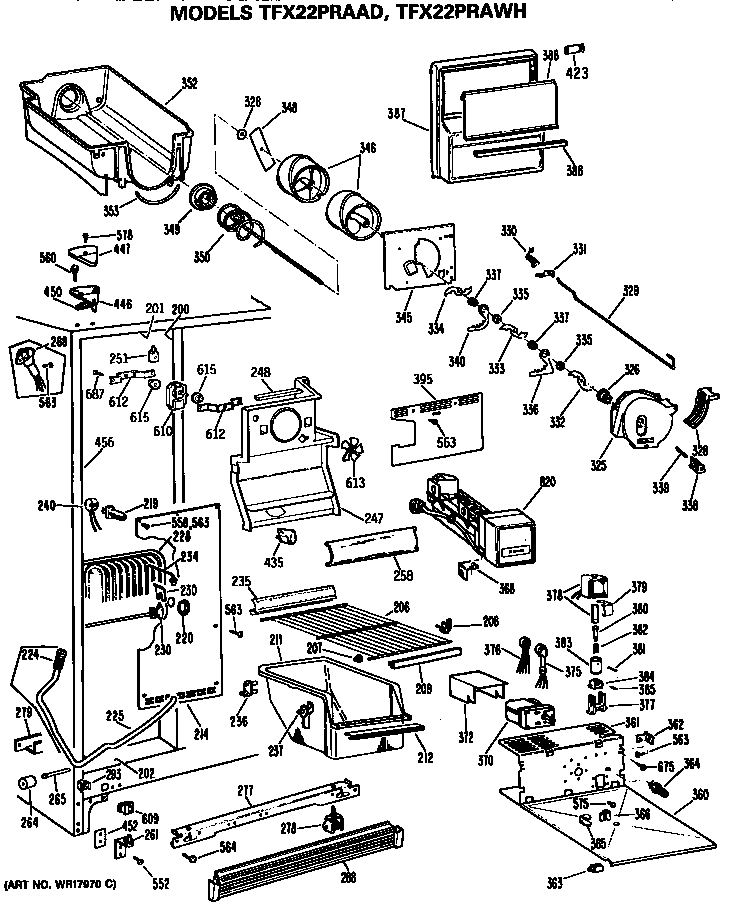 GE TFX22PRAWH freezer section diagram