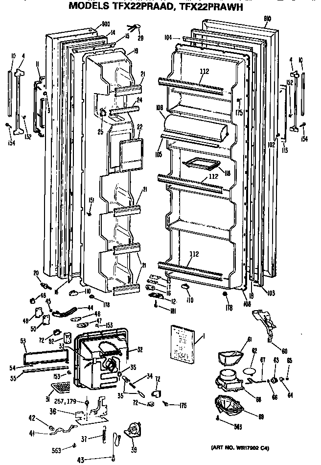 GE TFX22PRAWH doors diagram