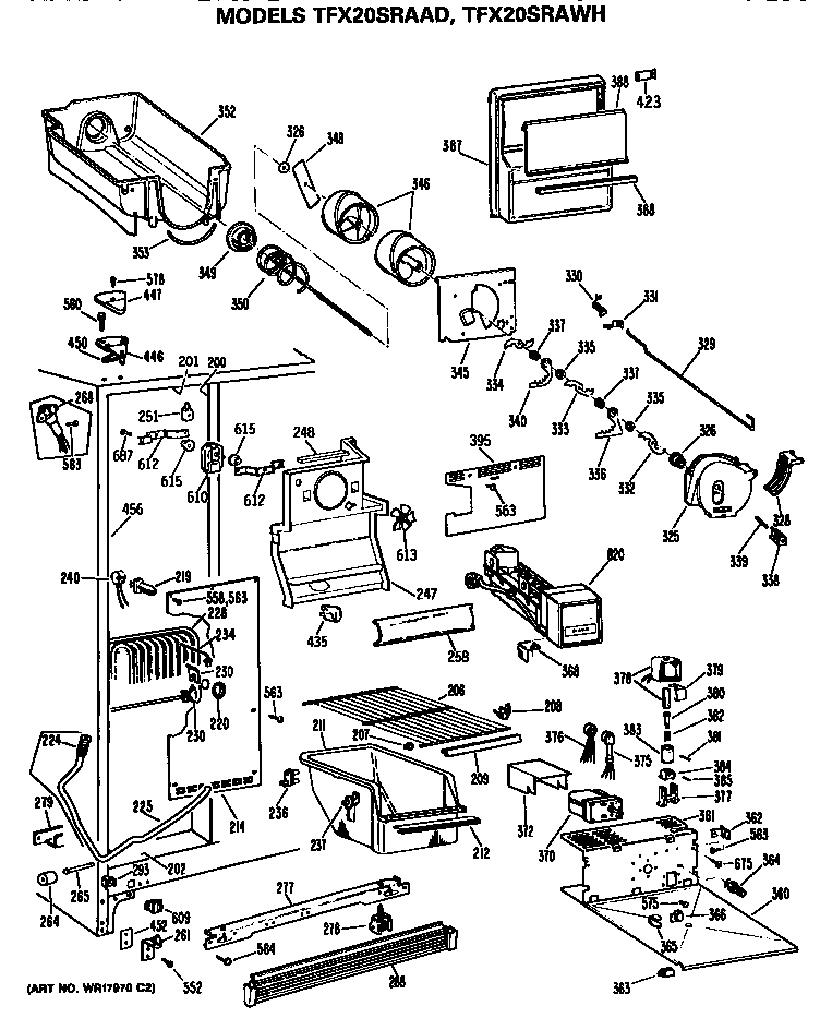 GE TFX20SRAAD freezer section diagram