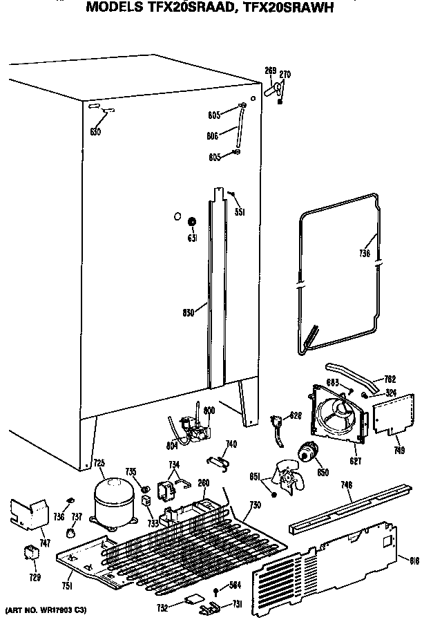 GE TFX20SRAAD compressor and unit parts diagram
