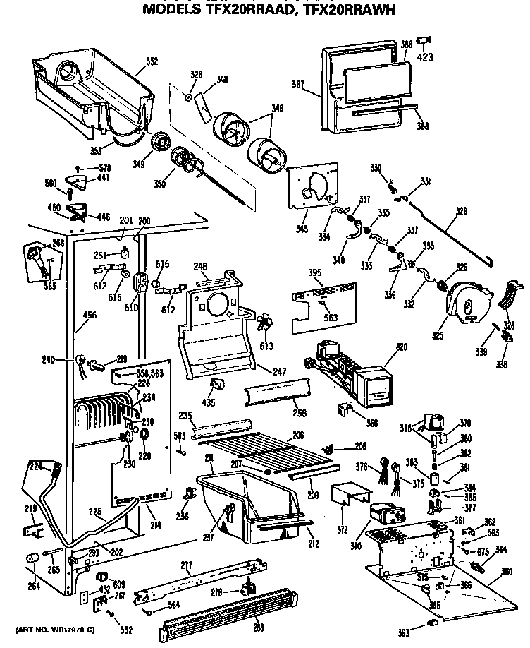 GE TFX20RRAWH freezer section diagram