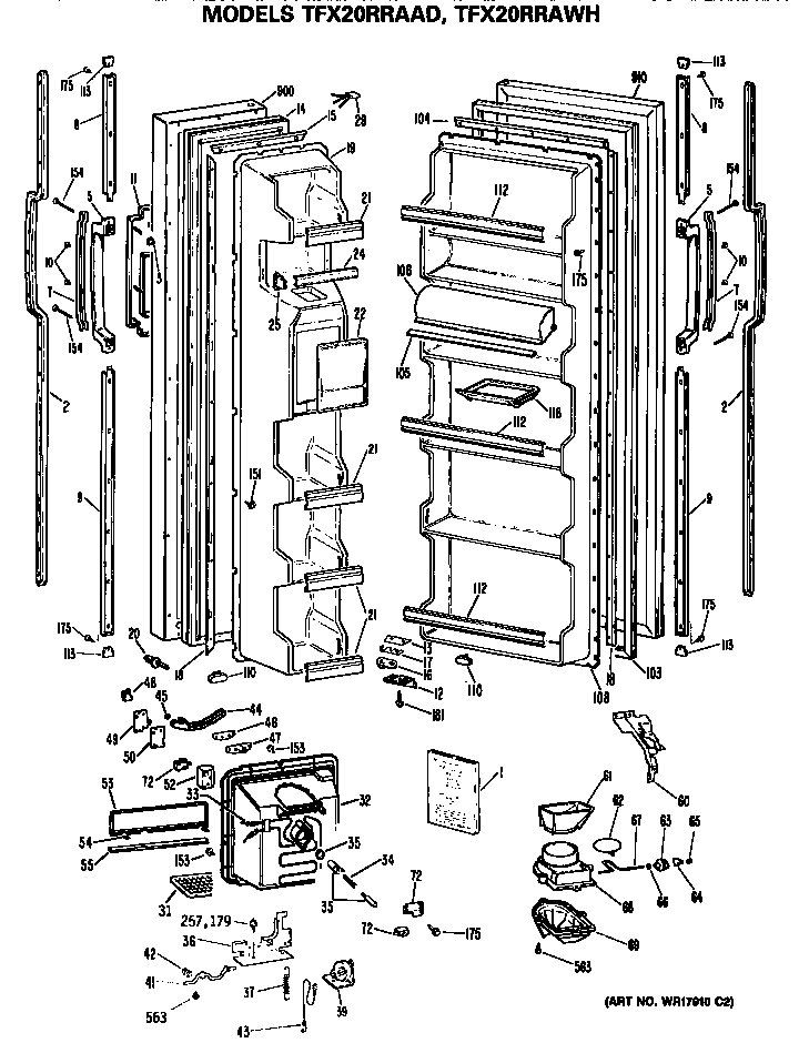 GE TFX20RRAWH doors diagram