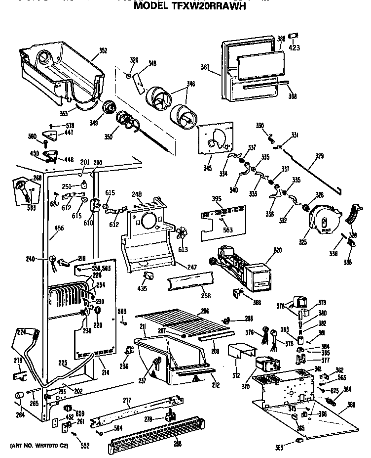 GE TFXW20RRAWH freezer section diagram