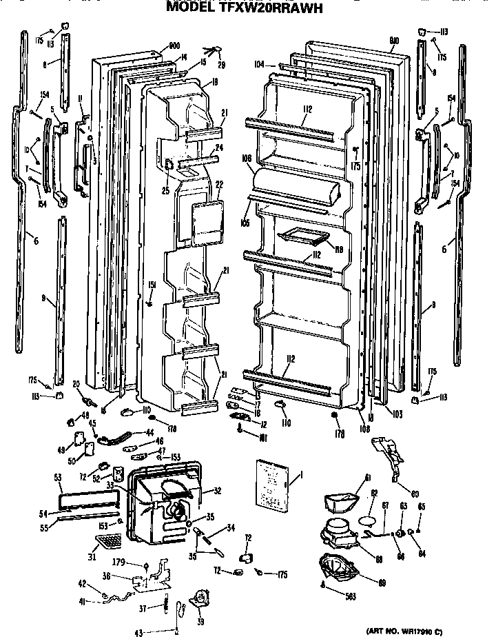GE TFXW20RRAWH doors diagram