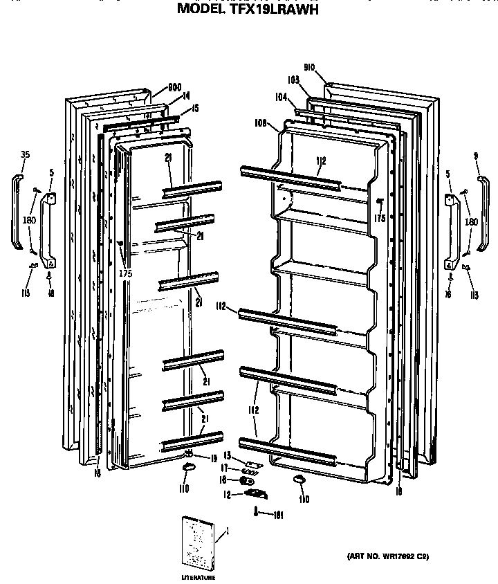 GE TFX19LRAWH doors diagram