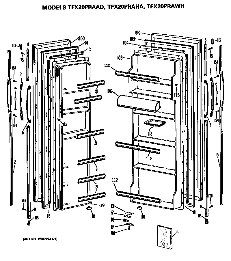 GE TFX20PRAWH doors diagram