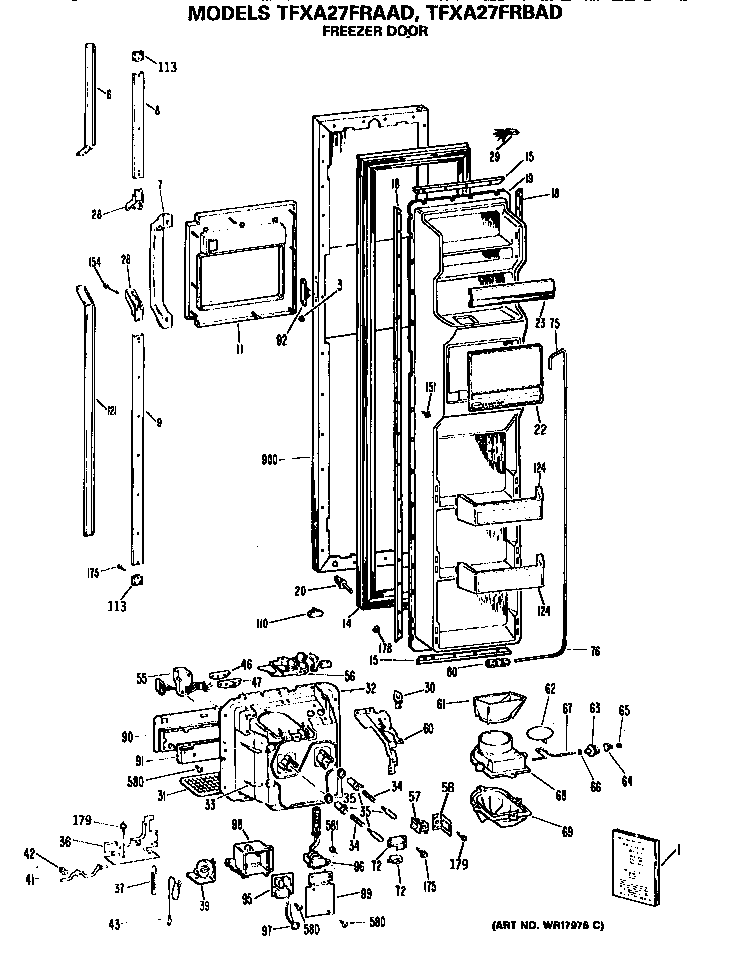 GE TFXA27FRAAD freezer door diagram