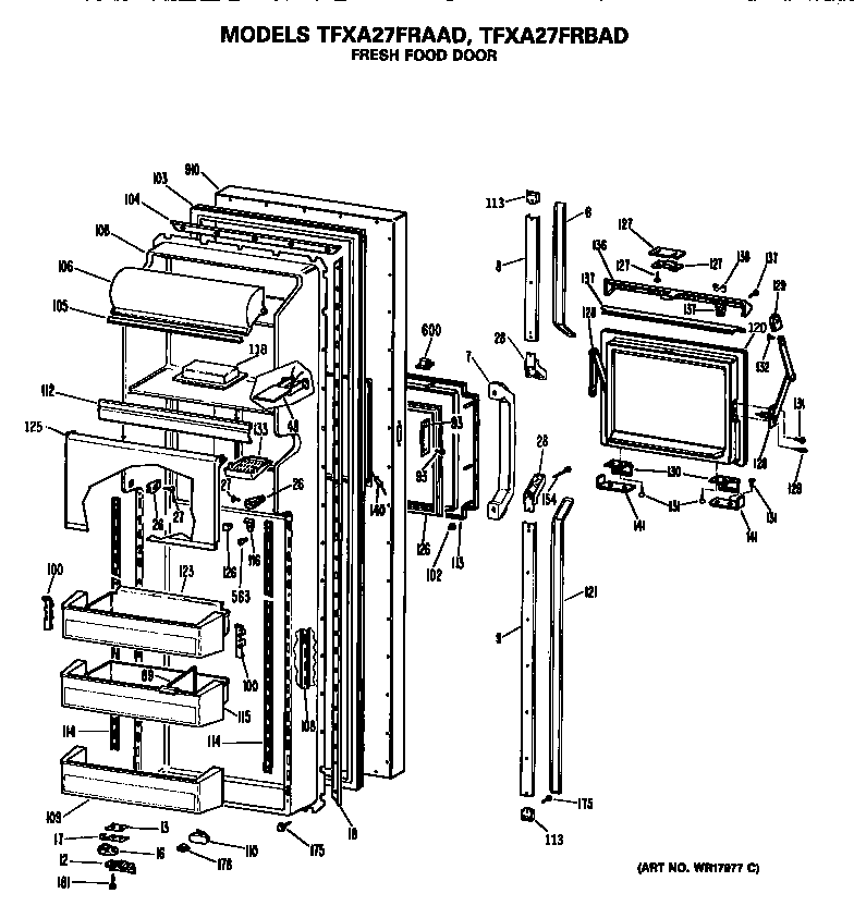 GE TFXA27FRAAD refrigerator door diagram