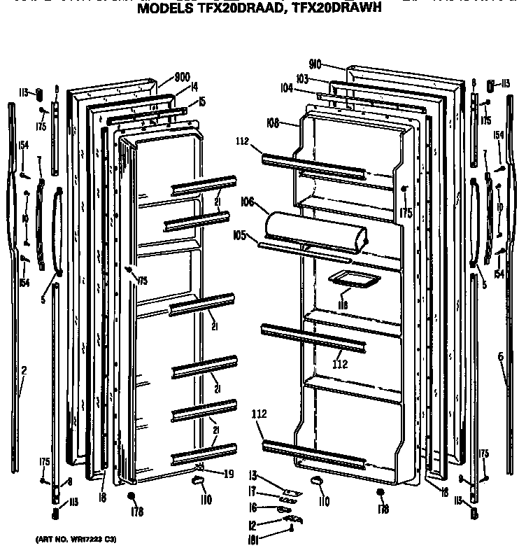 GE TFX20DRAWH doors diagram