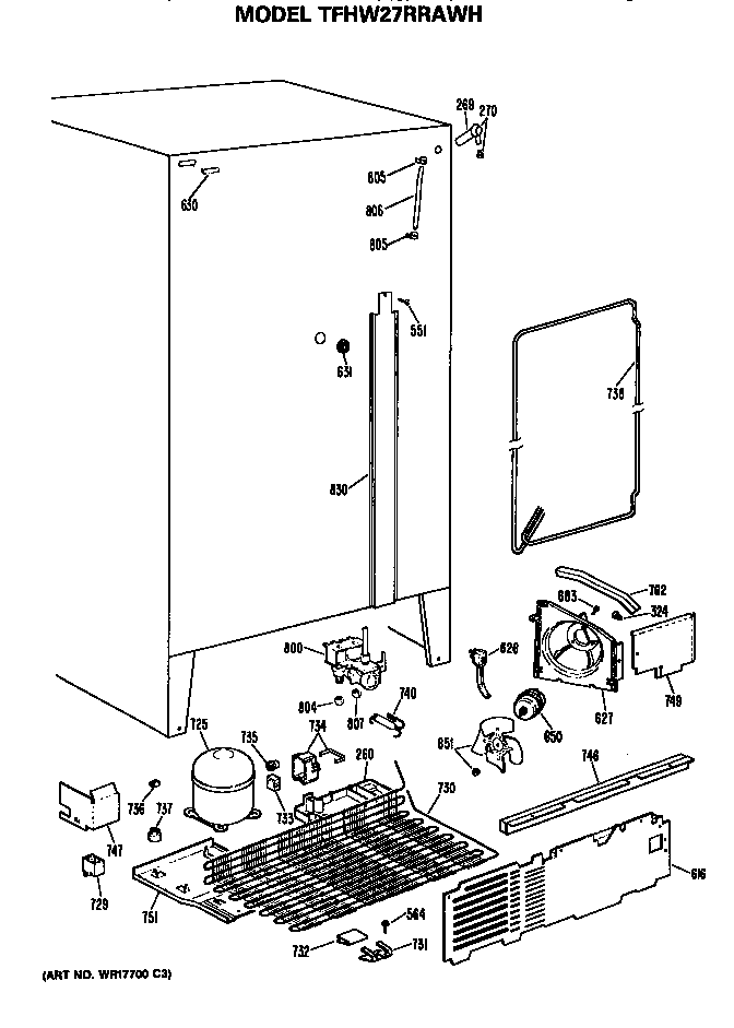 GE TFHW27RRAWH compressor diagram