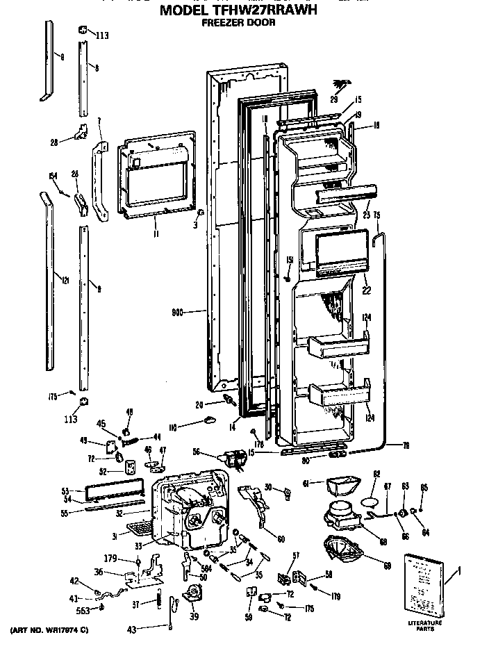 GE TFHW27RRAWH freezer door diagram