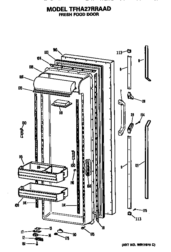 GE TFHA27RRAAD refrigerator door diagram