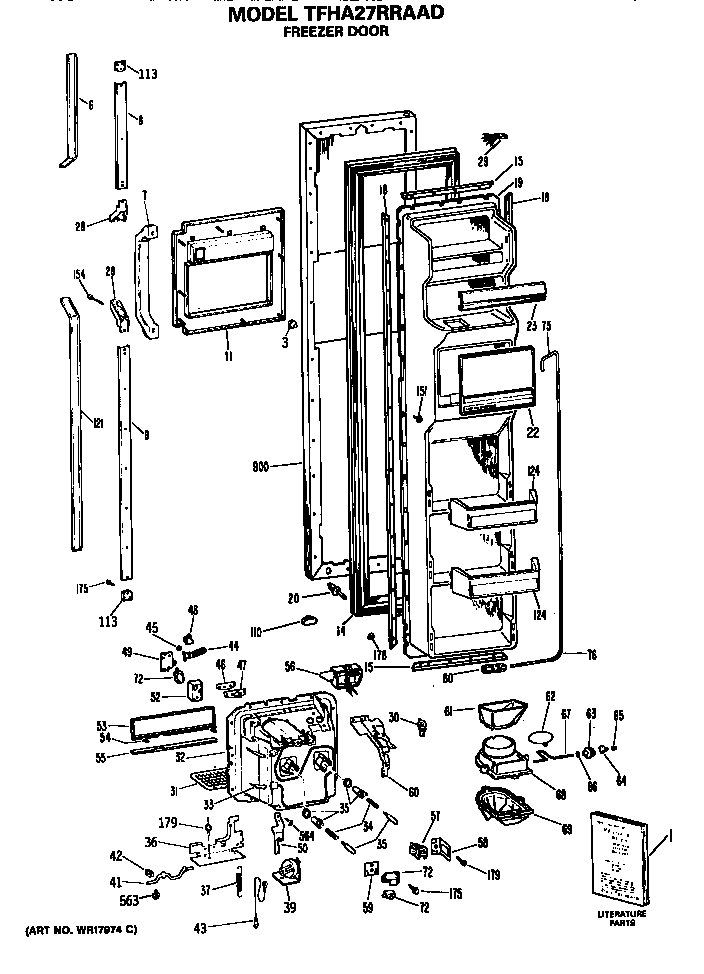 GE TFHA27RRAAD freezer door diagram