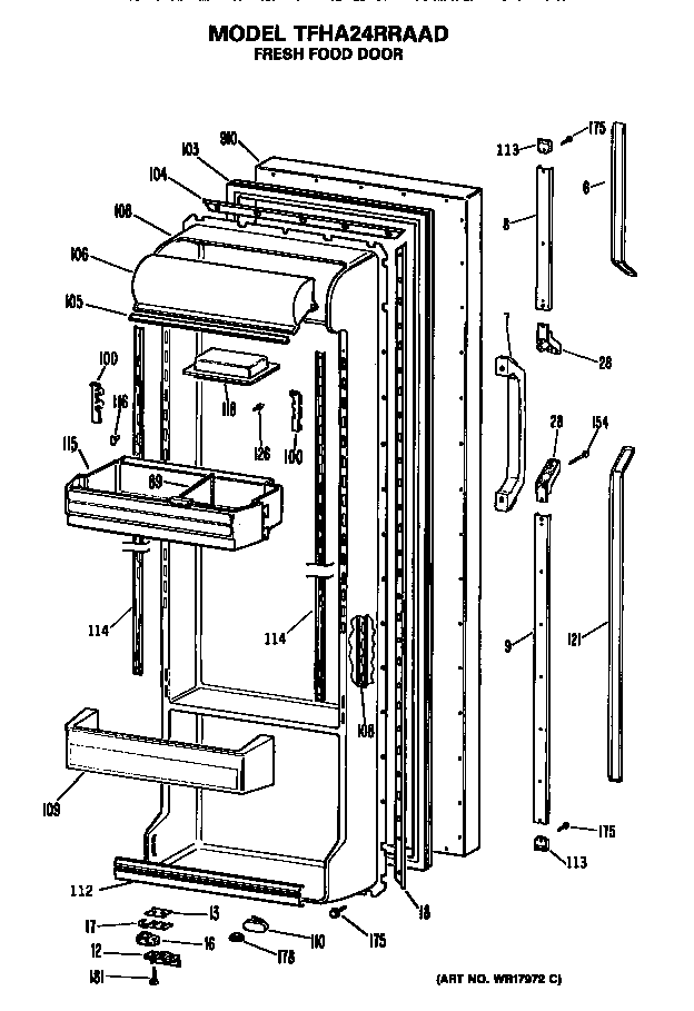 GE TFHA24RRAAD refrigerator door diagram
