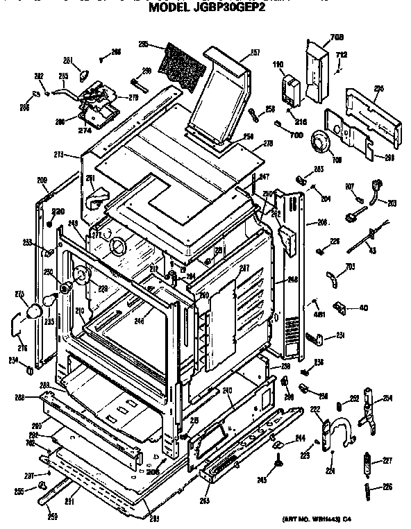 GE JGBP30GEP2 cabinet parts diagram