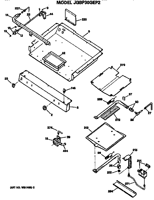 GE JGBP30GEP2 burner assembly diagram