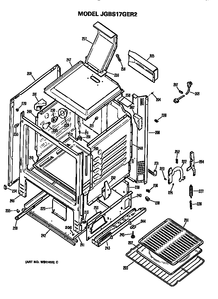 GE JGBS17GER2 main body diagram