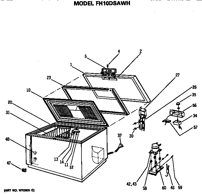 GE FH10DSAWH freezer diagram