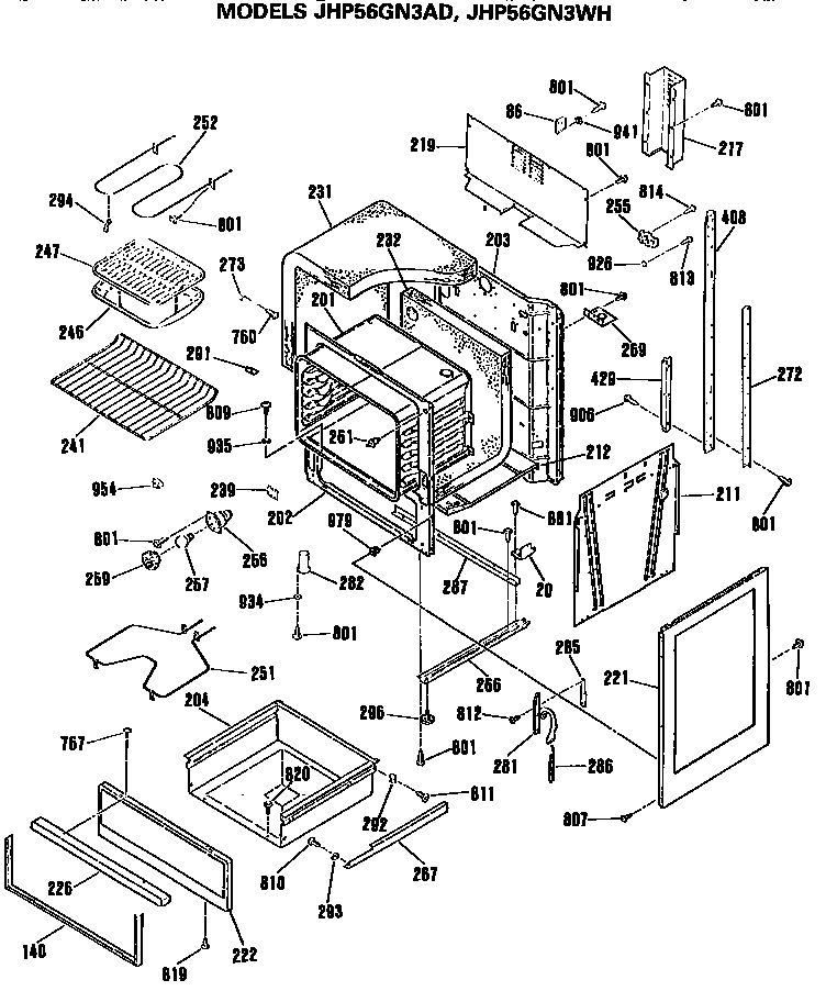 GE JHP56GN3AD main body diagram