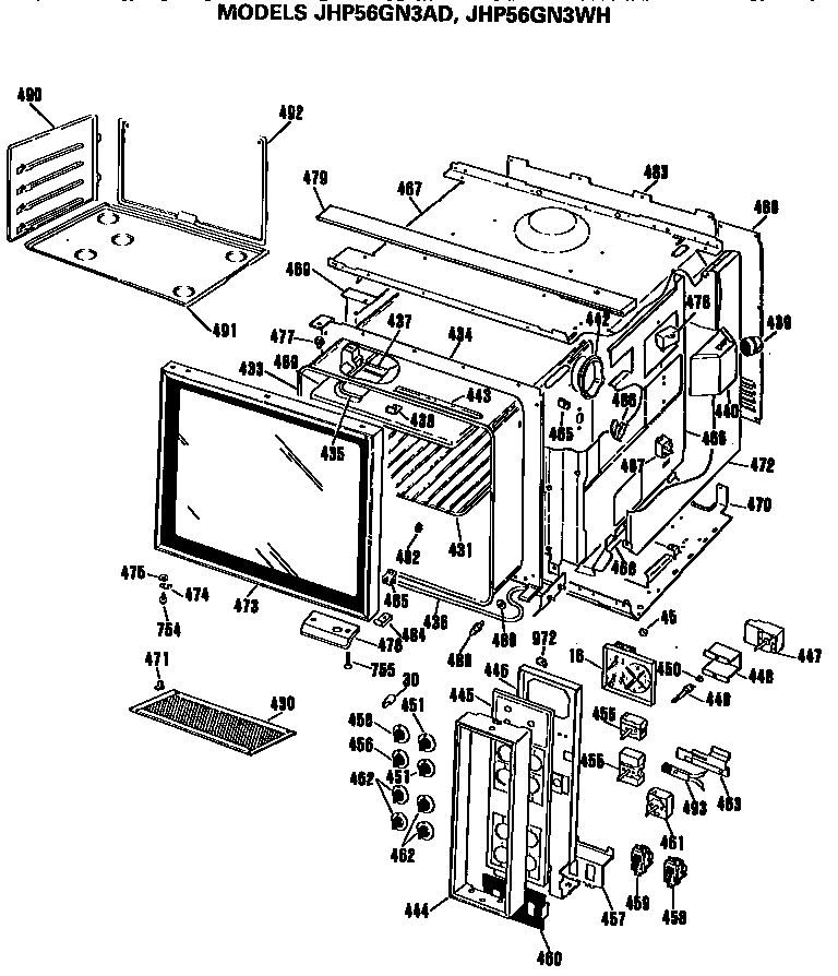 GE JHP56GN3AD door/control diagram