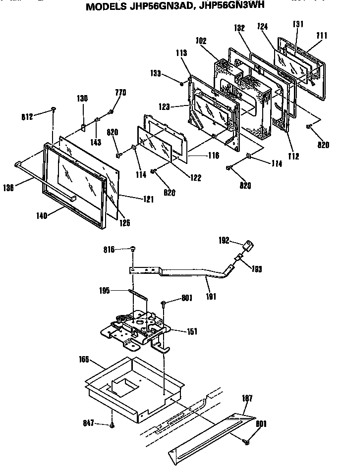 GE JHP56GN3AD door diagram