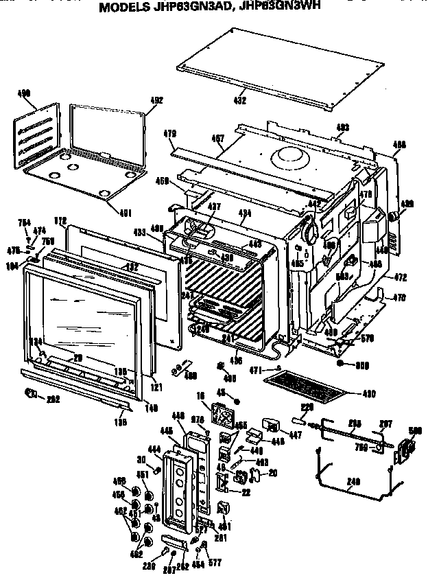 GE JHP63GN3WH main body/control diagram