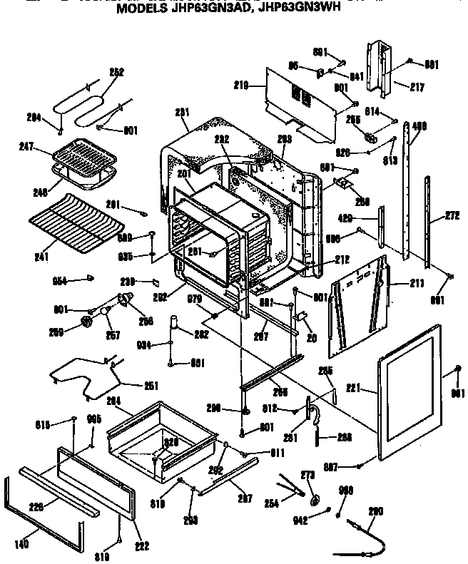 GE JHP63GN3WH main body diagram