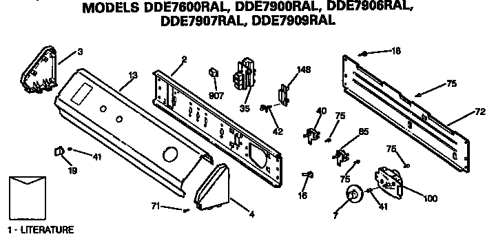 GE DDE7900RALWW backsplash for dde7600ral, dde7900ral,dde7906ral,dde7907ral and dde7909ral diagram