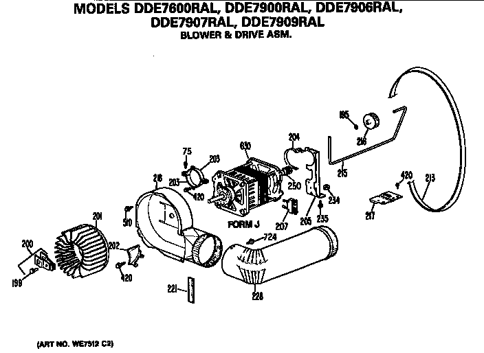 GE DDE7900RALWW blower and drive diagram