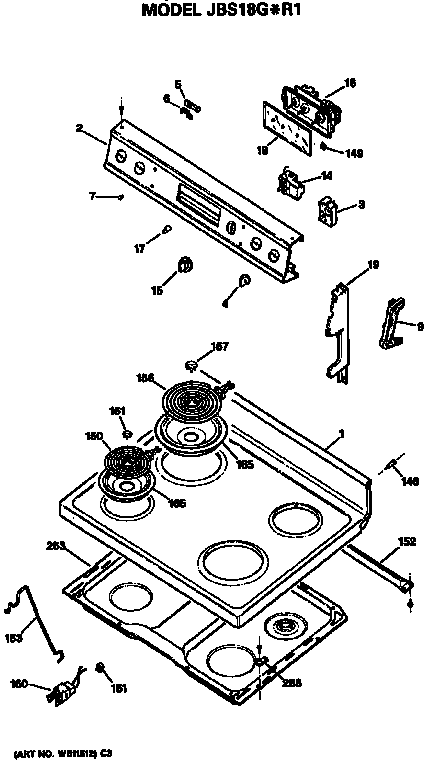 GE JBS18G*R1 cooktop diagram