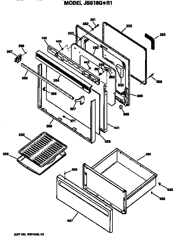 GE JBS18G*R1 door diagram