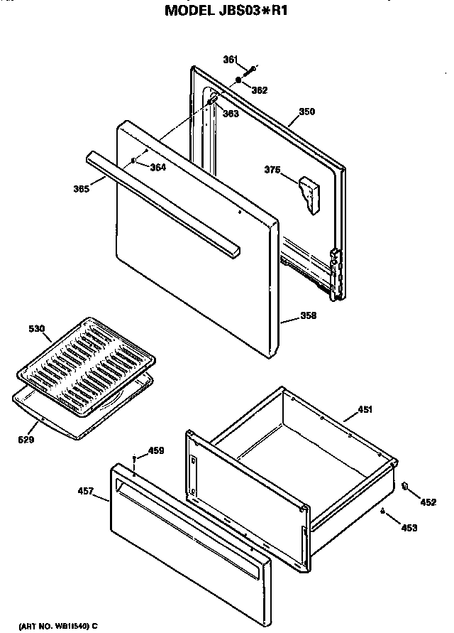 GE JBS03*R1 door diagram