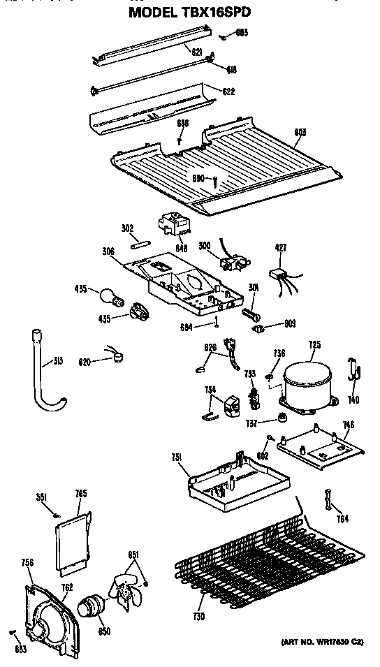 GE TBX16SPDLWH unit diagram