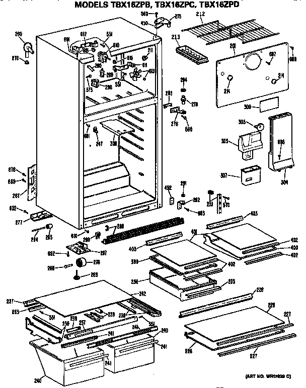 GE TBX16ZPBRWH cabinet diagram