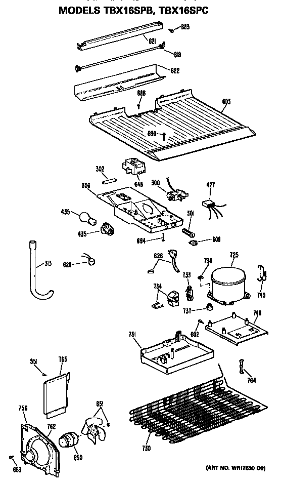 GE TBX16SPBRAD unit diagram