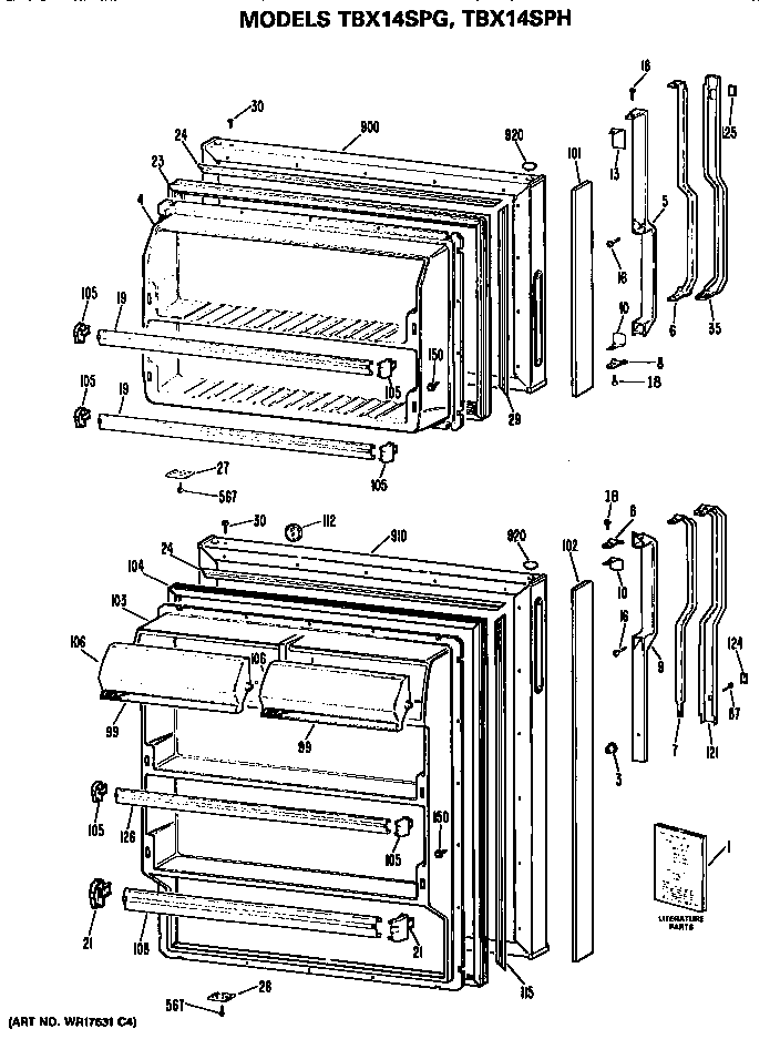 GE TBX14SPGLAD doors diagram