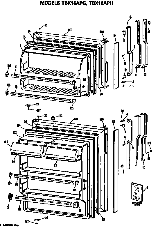 GE TBX16APGRWH doors diagram