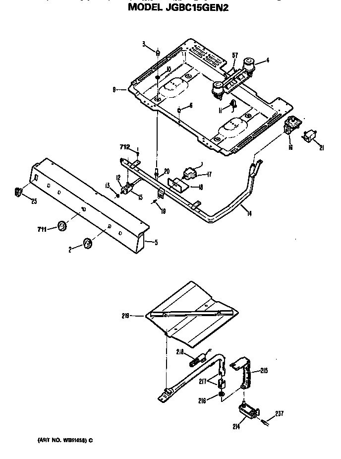 GE JGBC15GEN2 burner assembly diagram