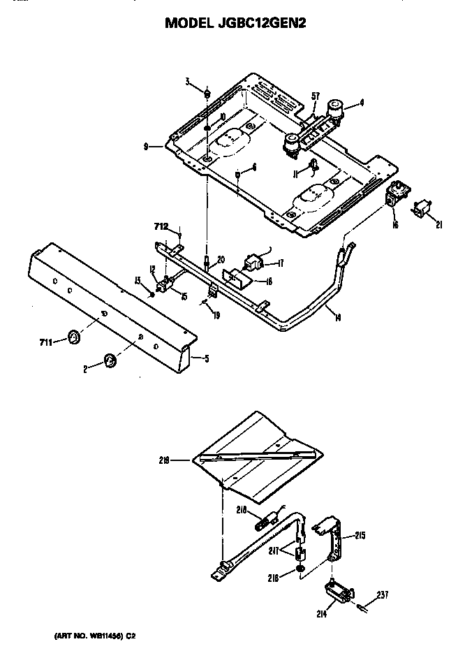 GE JGBC12GEN2 burner assembly diagram