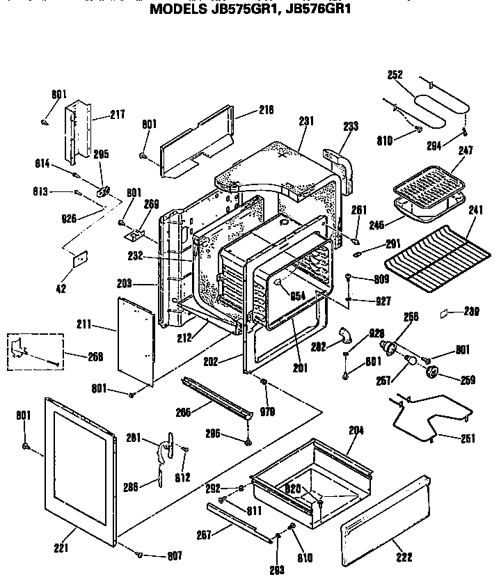 GE JB576GR1 main body diagram
