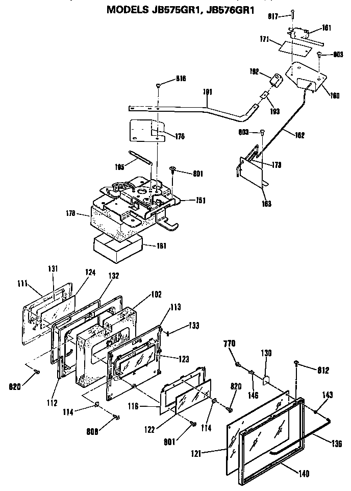 GE JB576GR1 door diagram