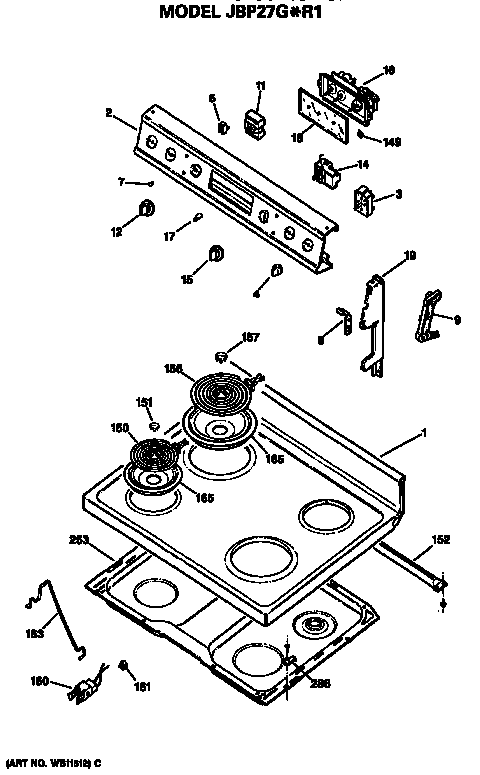GE JBP27G*R1 cooktop diagram
