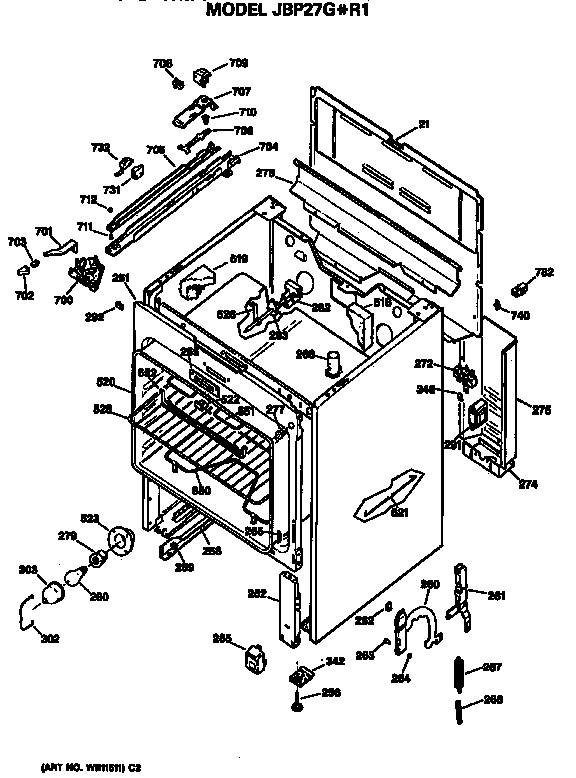 GE JBP27G*R1 main body diagram