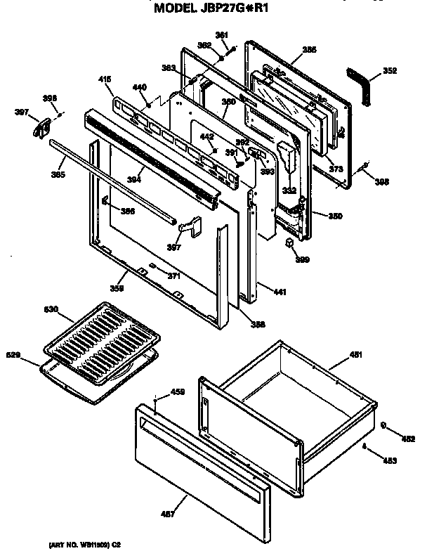 GE JBP27G*R1 door diagram