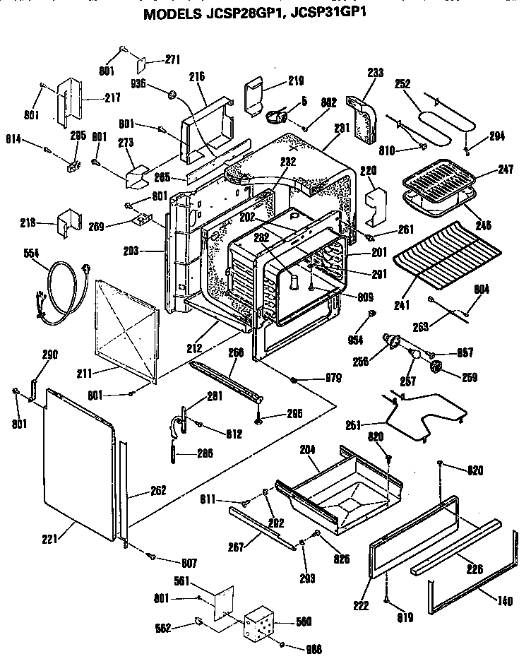 GE JCSP31GP1 main body diagram