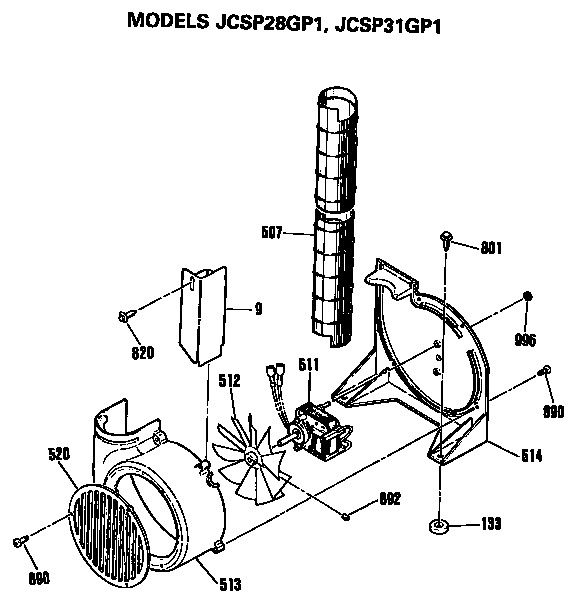 GE JCSP31GP1 blower diagram