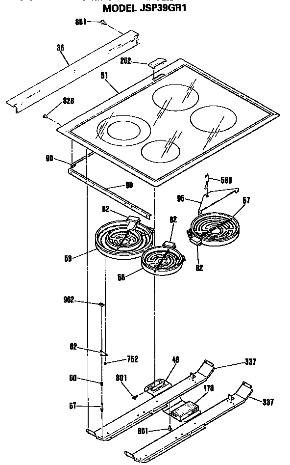 GE JSP39GR1 top diagram