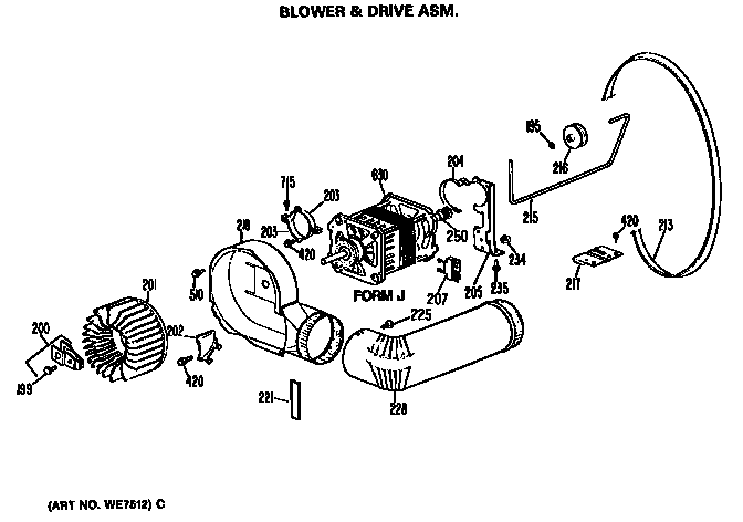 GE DDE5808MDL blower and drive diagram