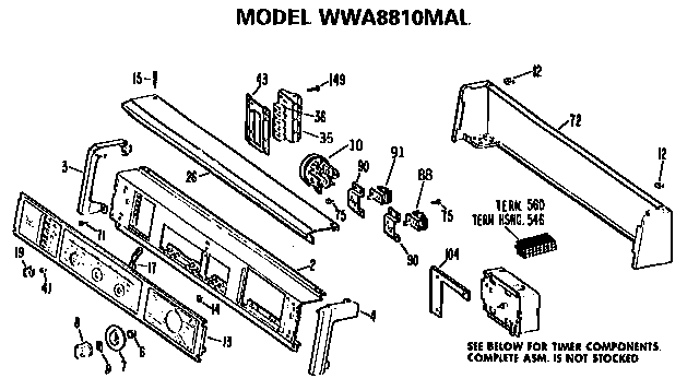 GE WWA8810MAL backsplash diagram